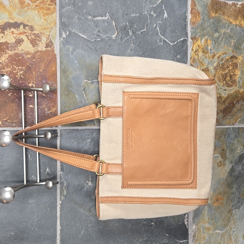 American Leather Co. Tan and Gray Tote Bag